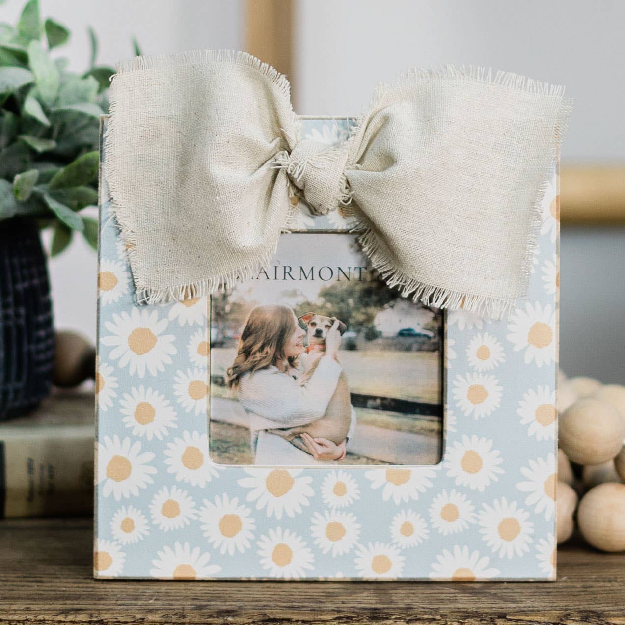 Blue Daisy Photo Frame with Ribbon