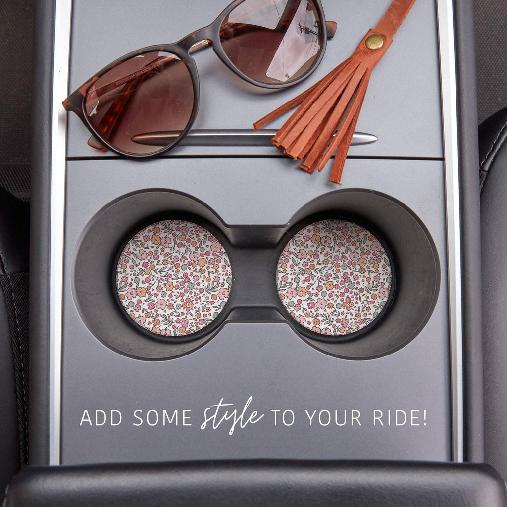 Floral Garden Car Coaster Set