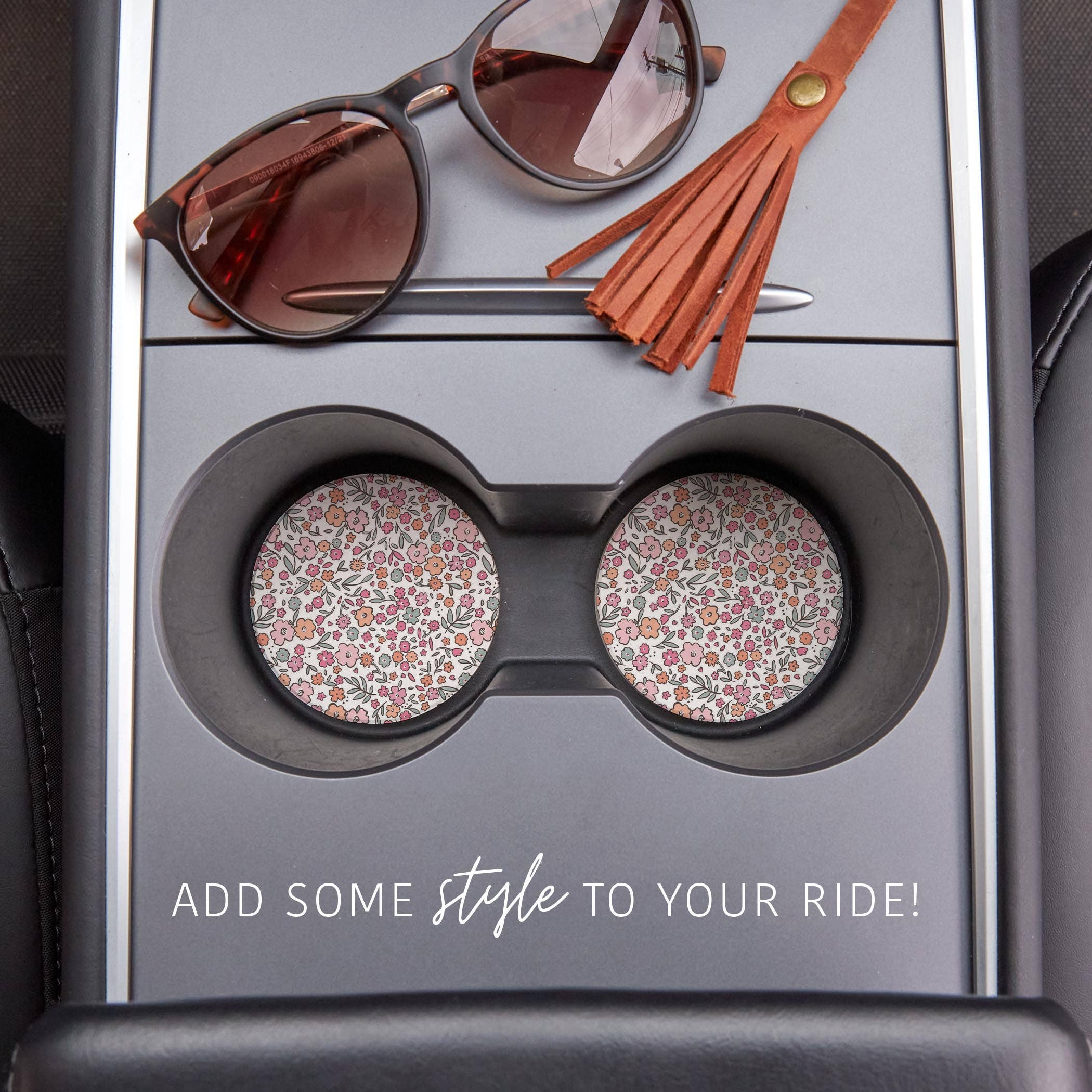 Floral Garden Car Coaster Set