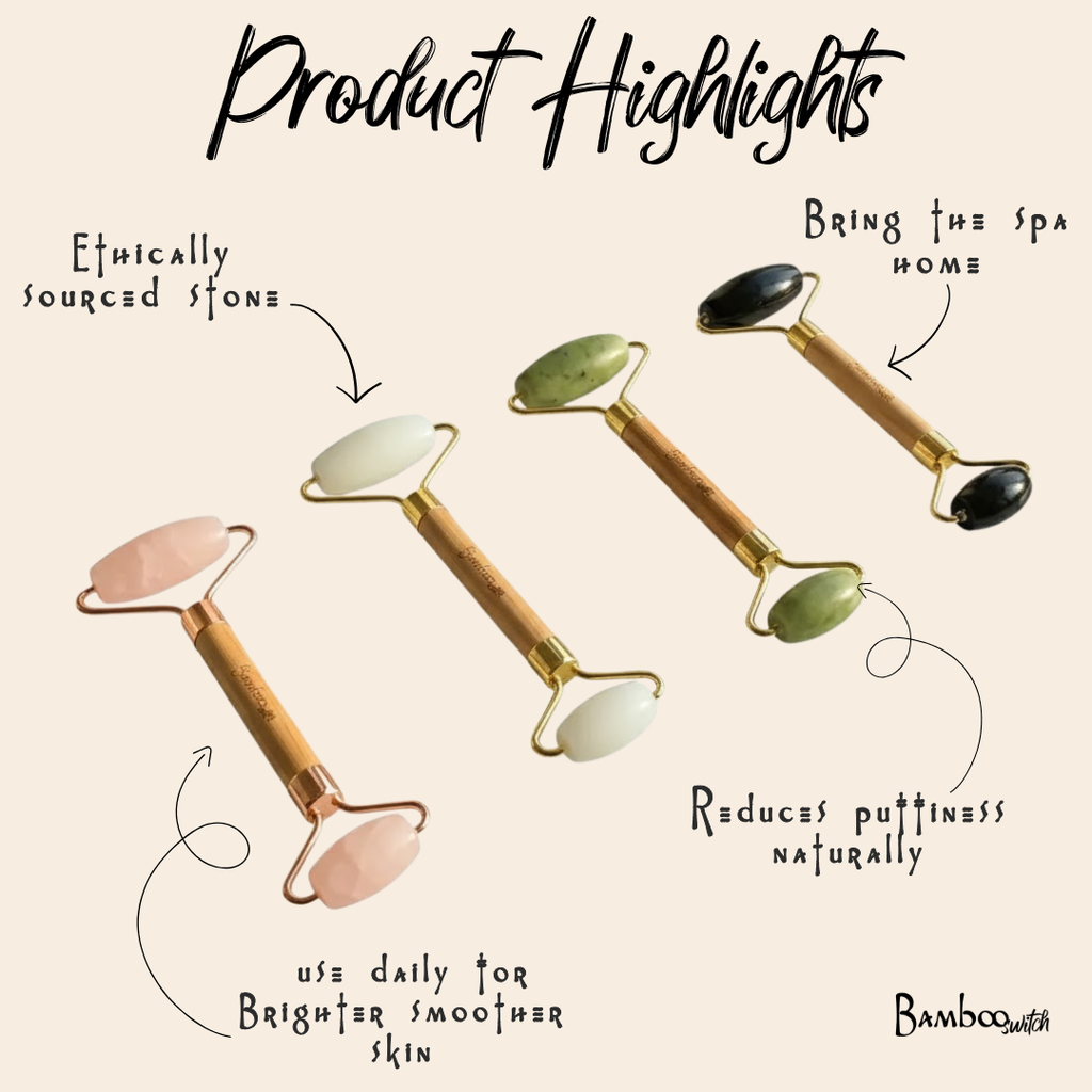 Rose Quartz Bamboo Facial Roller