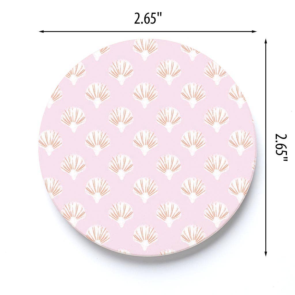 Pink Shell Pattern Car Coaster Set