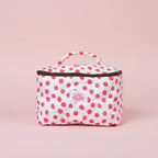 Quilted Handle Cosmetic Bag - Pink Polka Dots