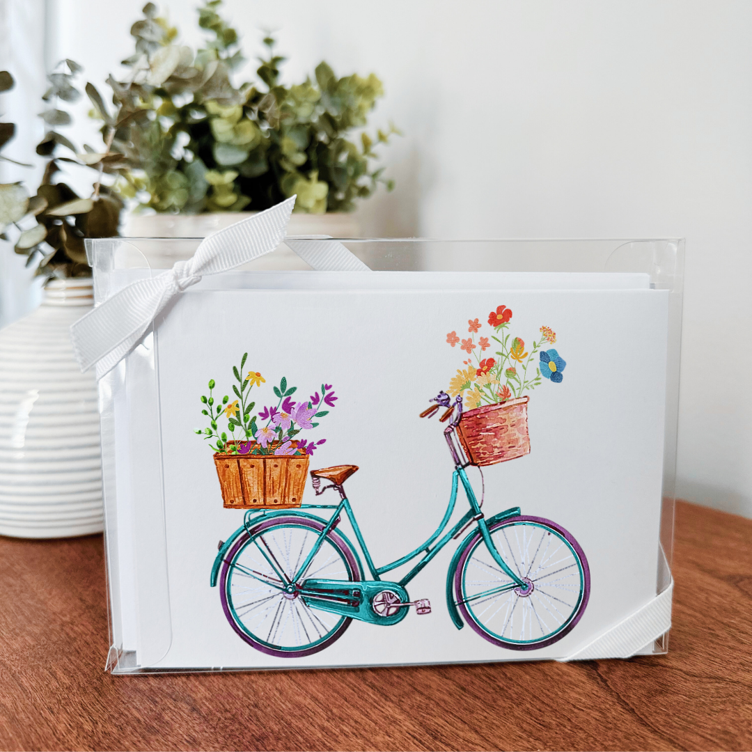 Bicycle & Flower Notecard - Set of 10