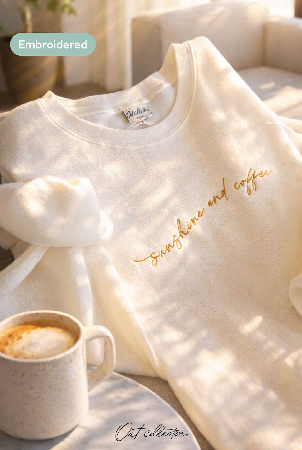 Sunshine & Coffee Embroidered Crewneck Sweatshirt