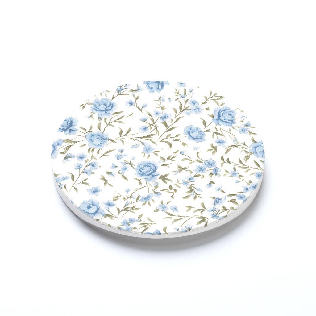 Chinoiserie Chic Rose Floral Pattern Car Coaster Set
