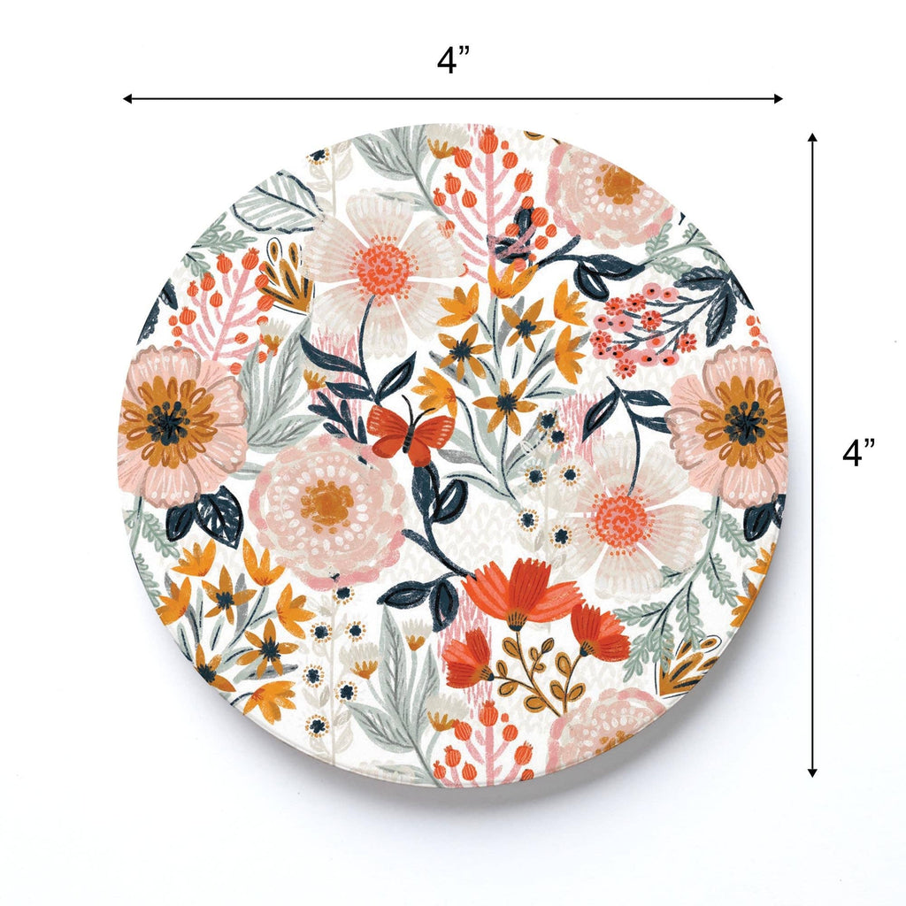 Pretty Things Floral Pattern Coaster Set