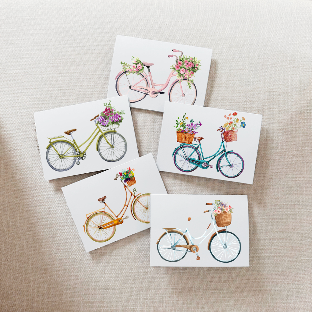 Bicycle & Flower Notecard - Set of 10