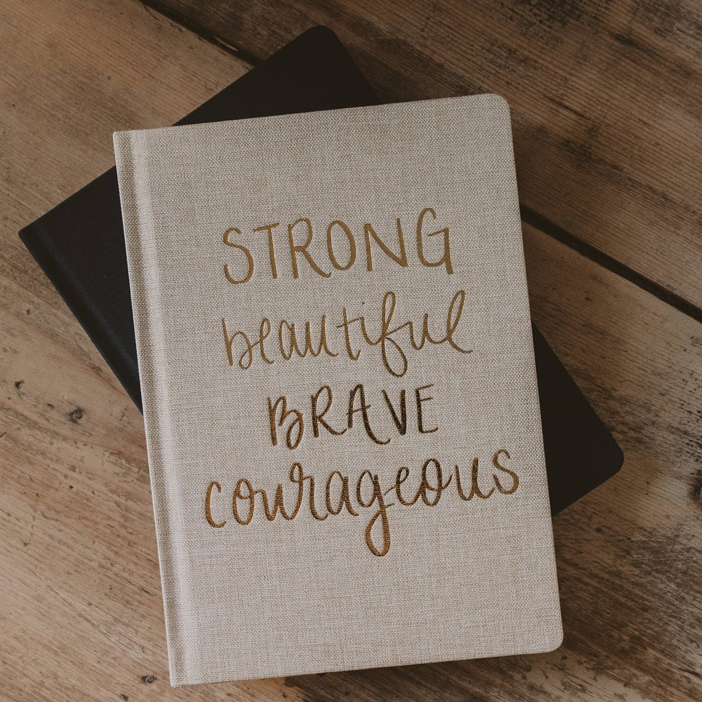 Strong Beautiful Brave Courageous Fabric Journal Set
