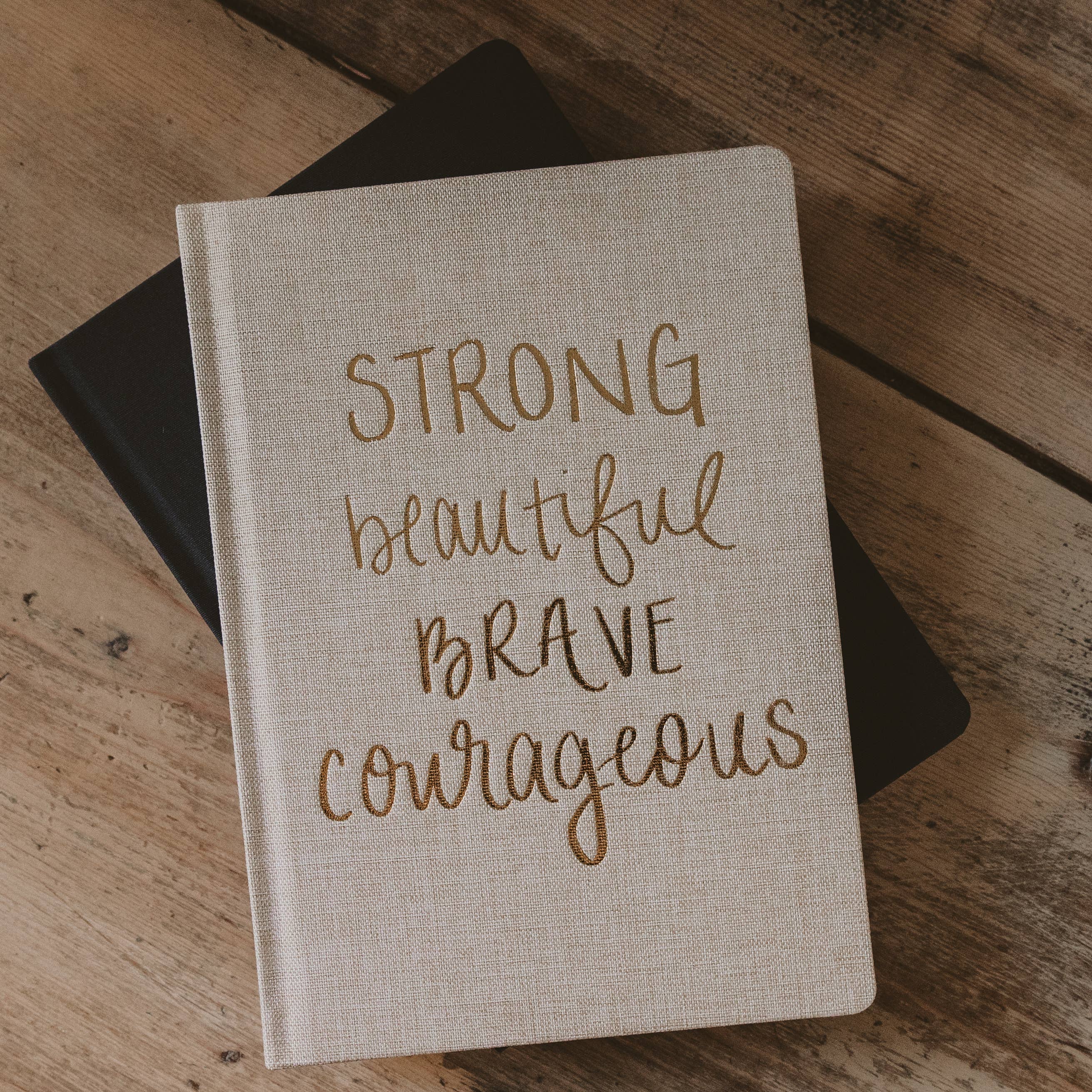 Strong Beautiful Brave Courageous Fabric Journal Set
