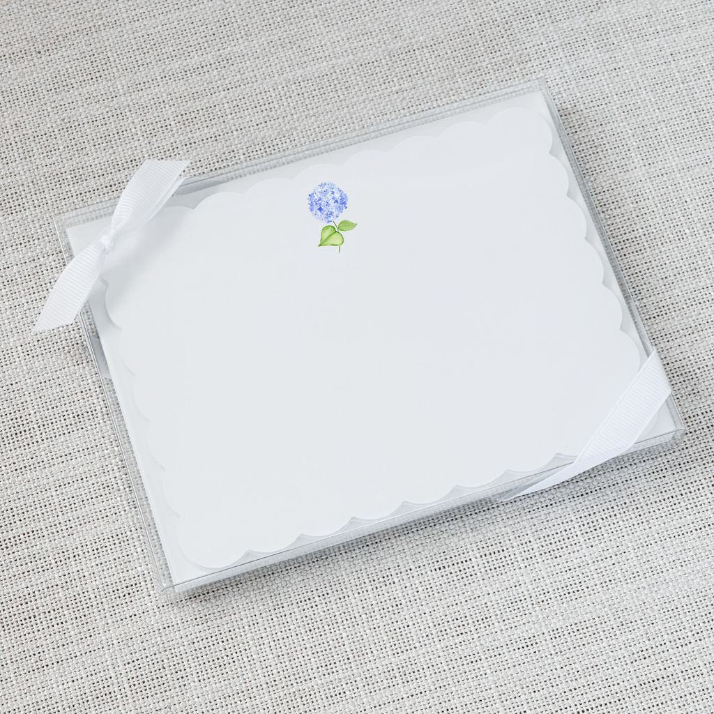 Blue Hydrangea Flat Notecard - Set of 15