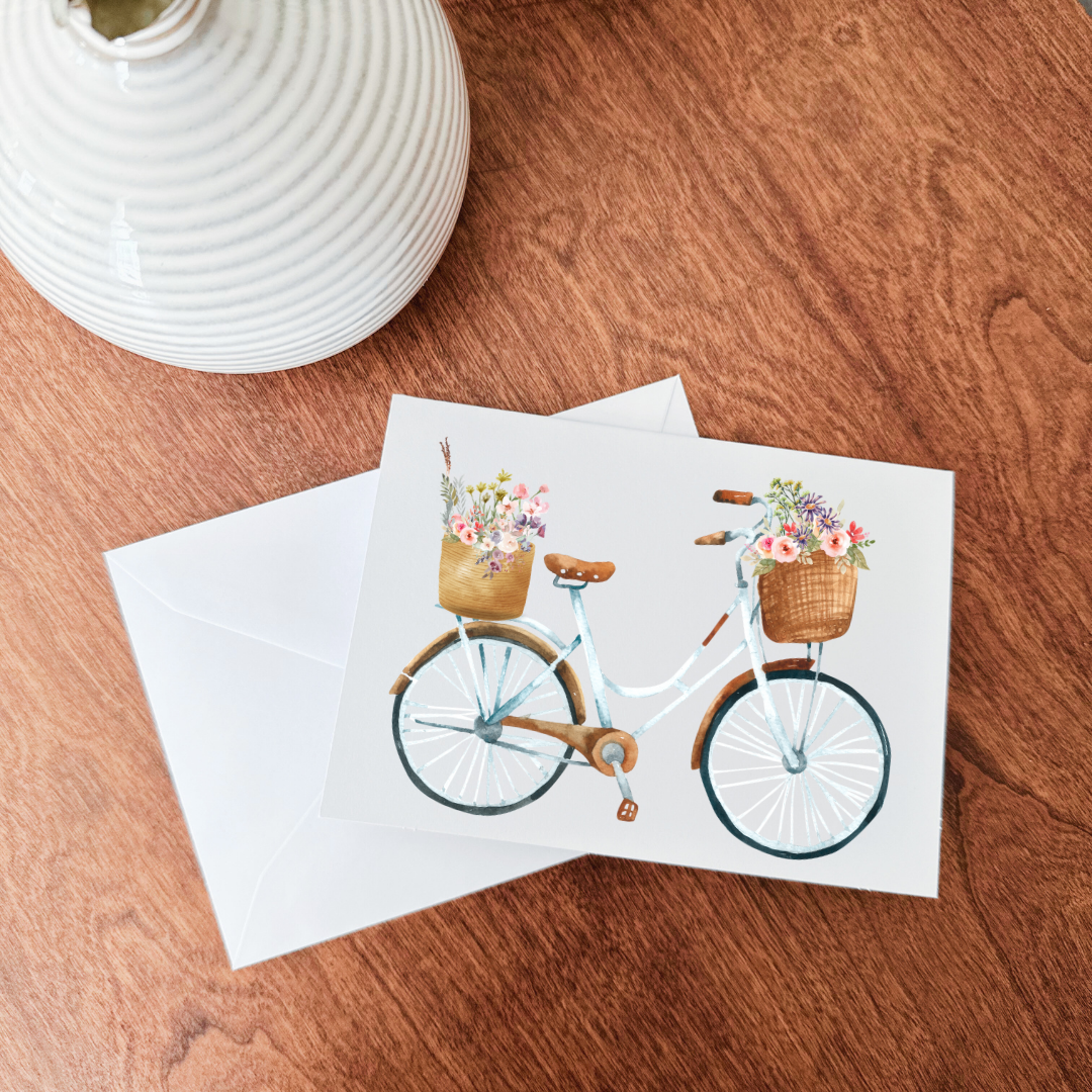 Bicycle & Flower Notecard - Set of 10