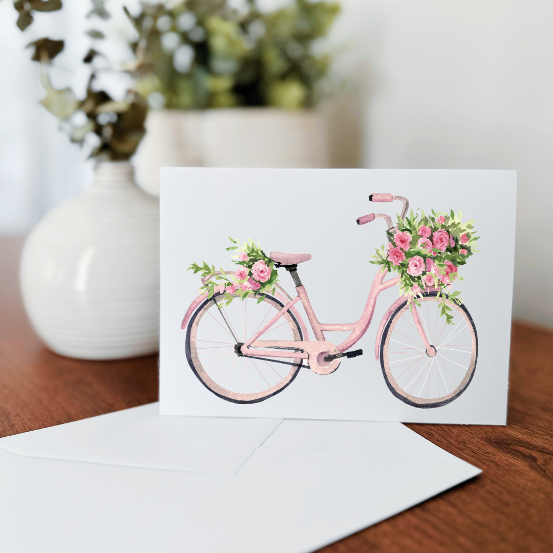 Bicycle & Flower Notecard - Set of 10