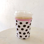 Iced Beverage Sleeve - Brown Polka Dots