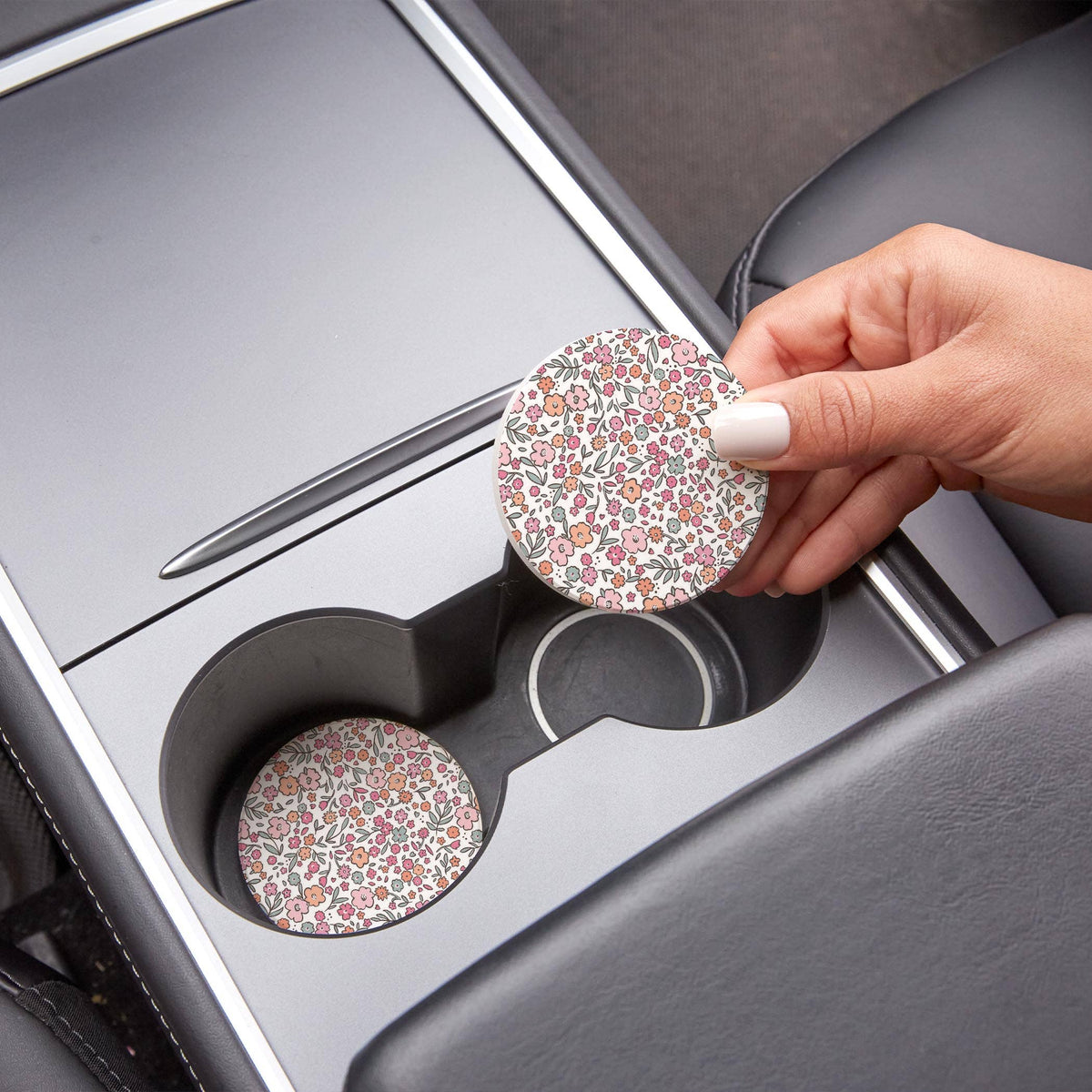 Floral Garden Car Coaster Set