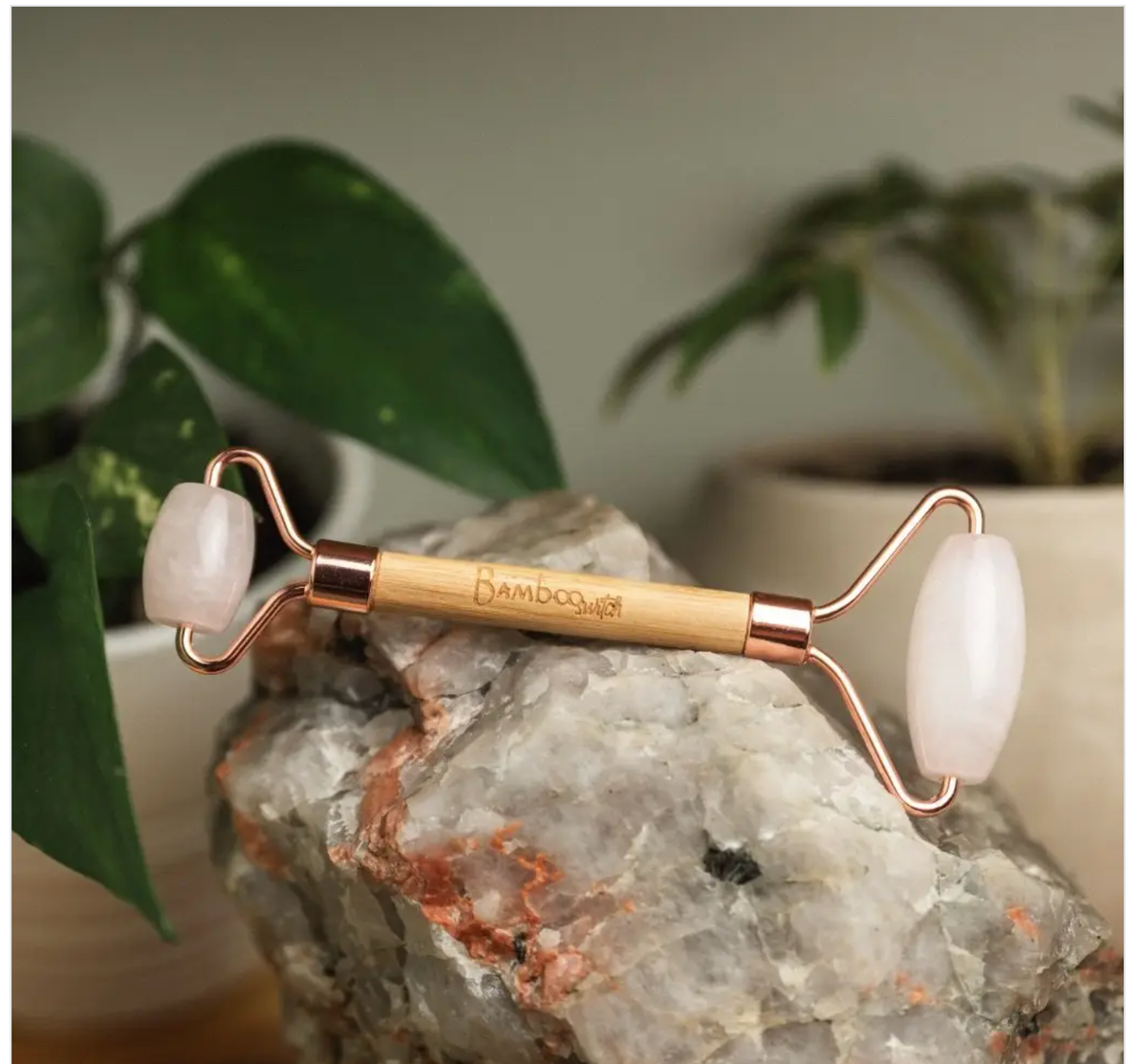 Rose Quartz Bamboo Facial Roller