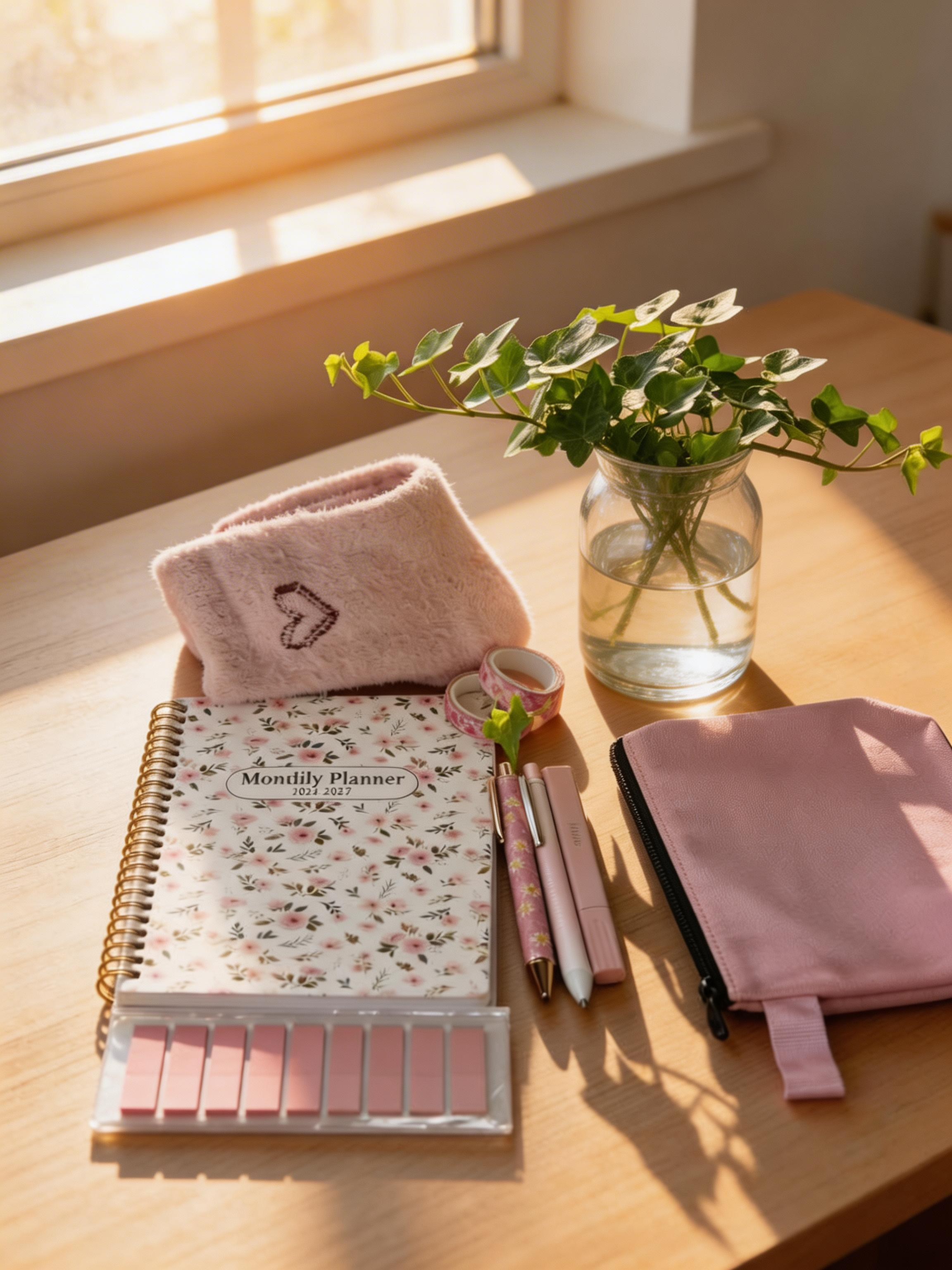 Pink & Green Floral Planner Set