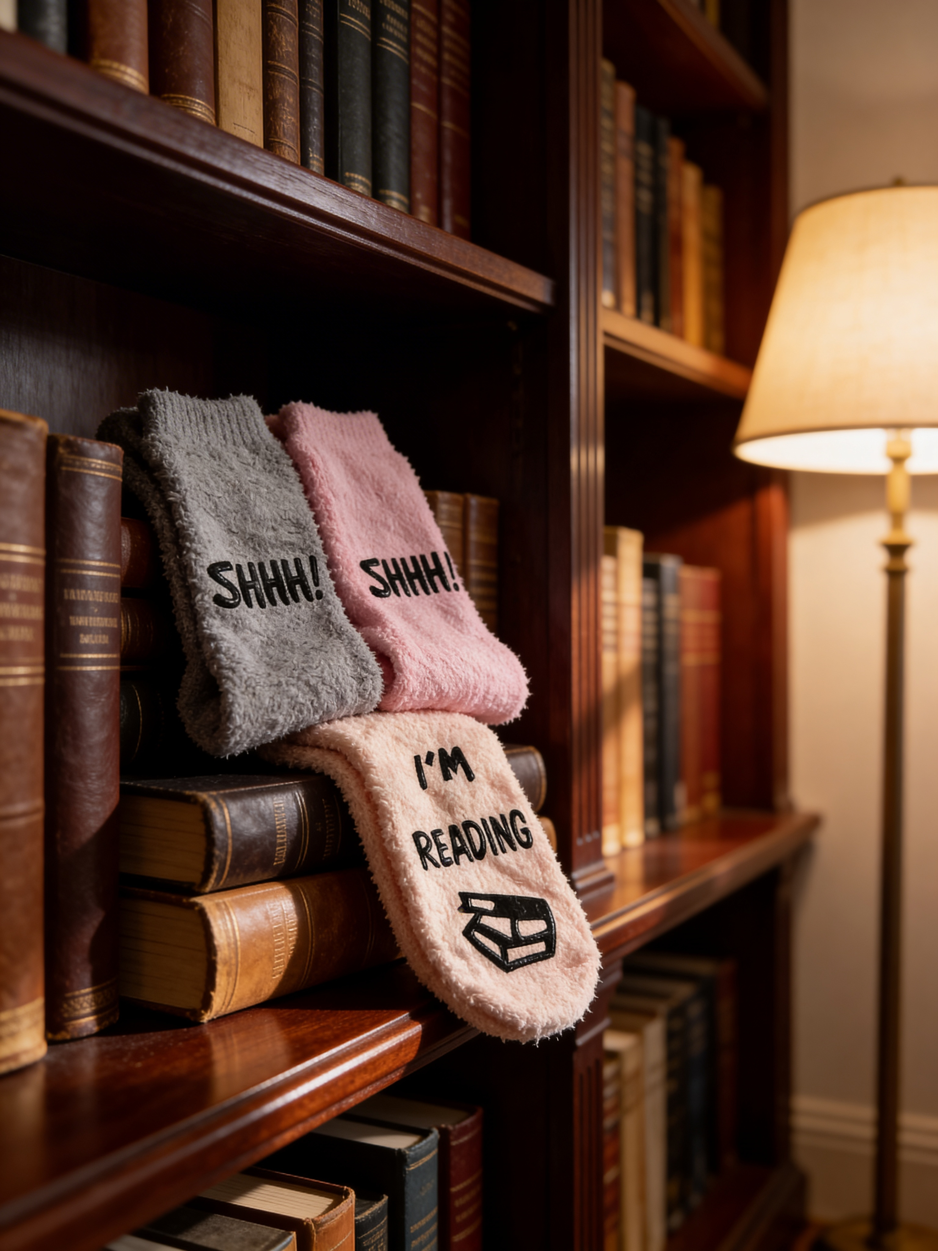 Shhh I'm Reading Fleece Socks
