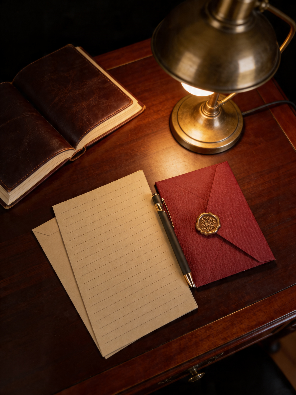 Luxury Linen Stationery Set with Floral Wax Seals