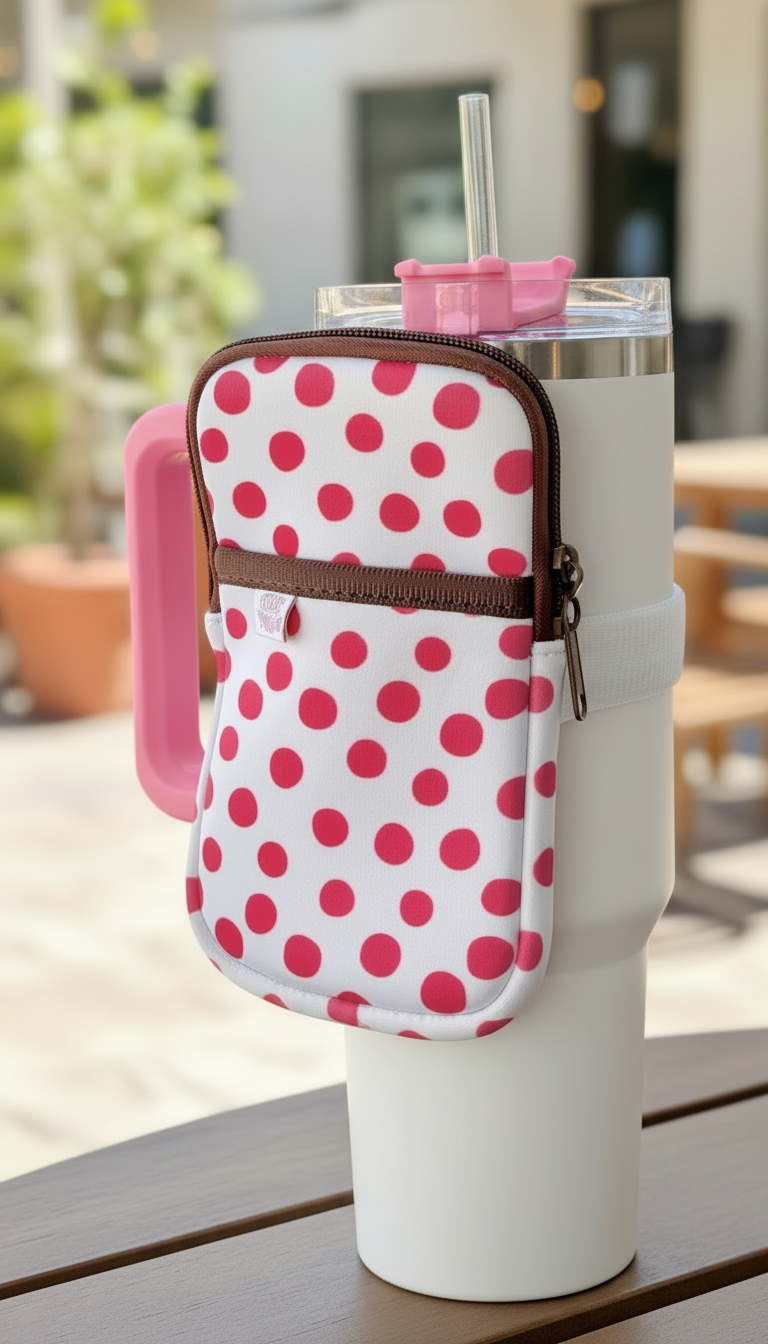 Water Bottle Backpack - Pink Polka Dots