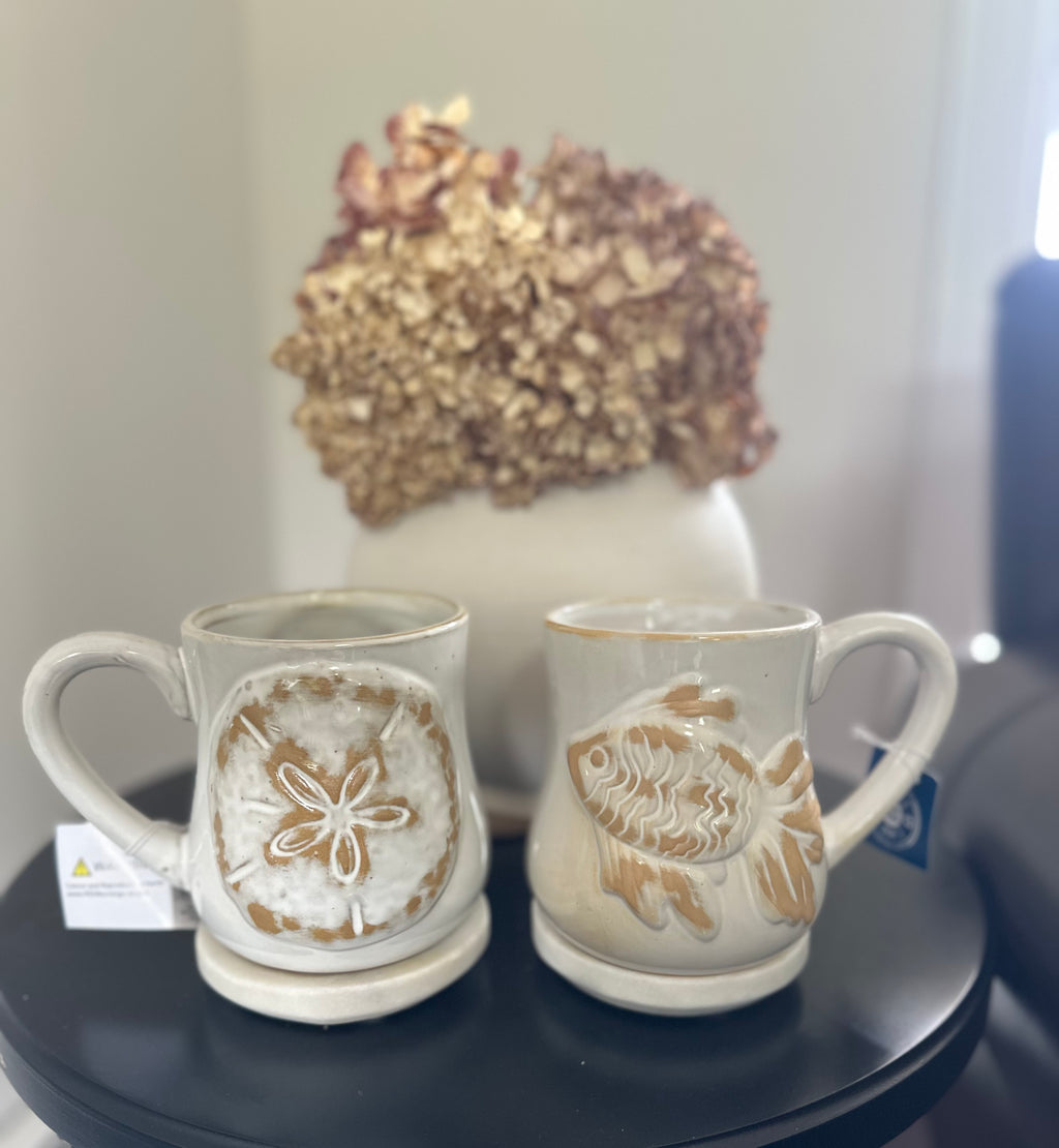 Coastal Vibes - White Porcelain Fish Mug