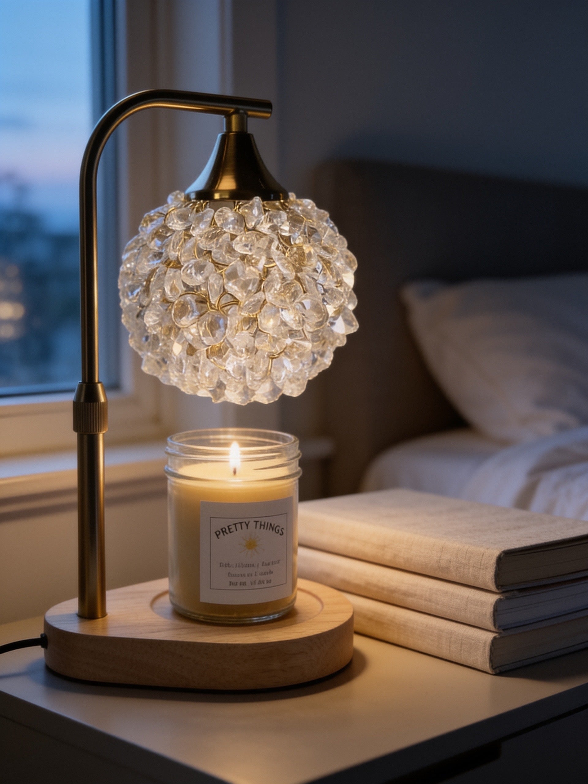 Golden Glow Crystal Candle Warmer Lamp