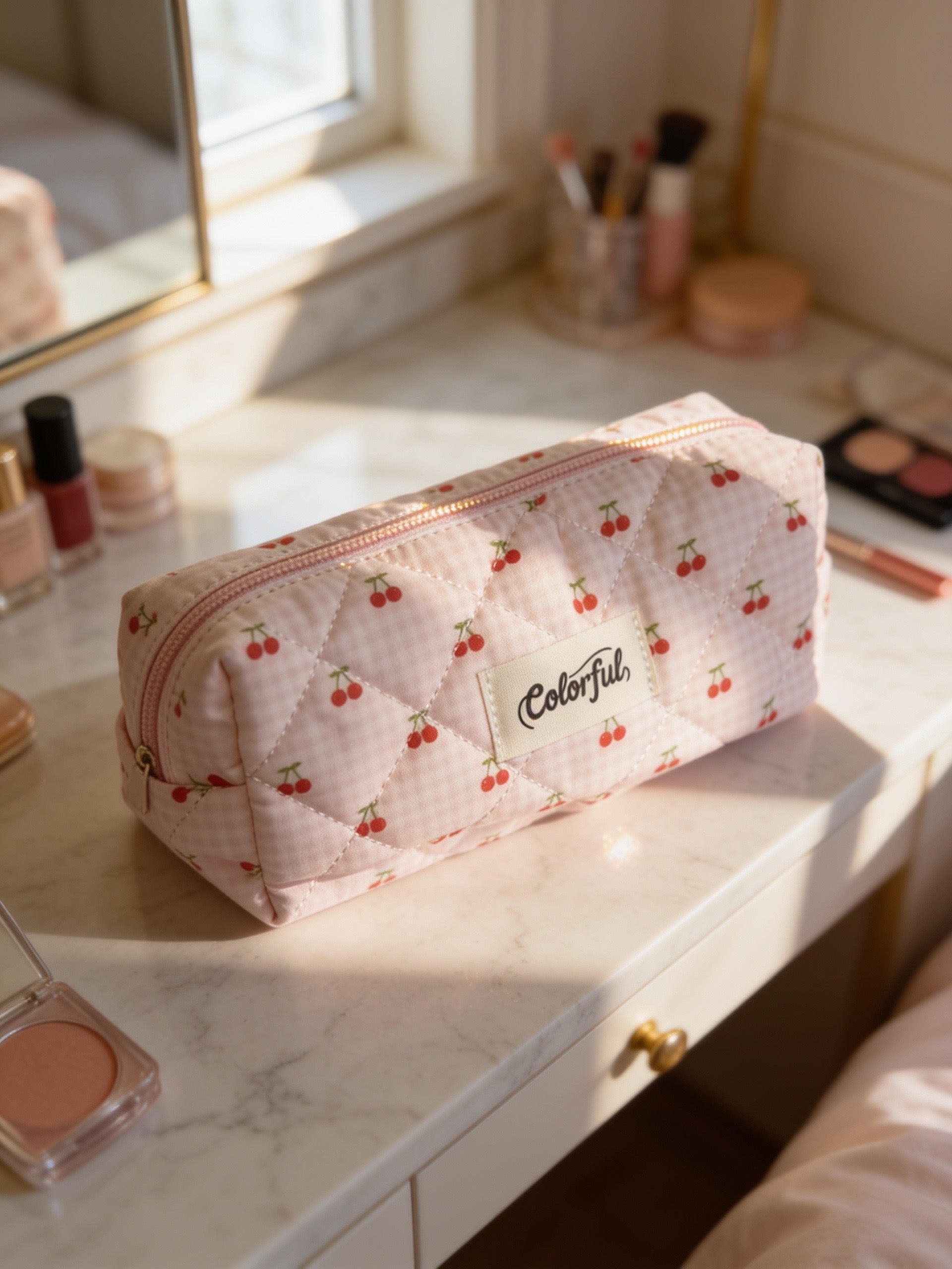 Quilted Plaid Zippered Pouch