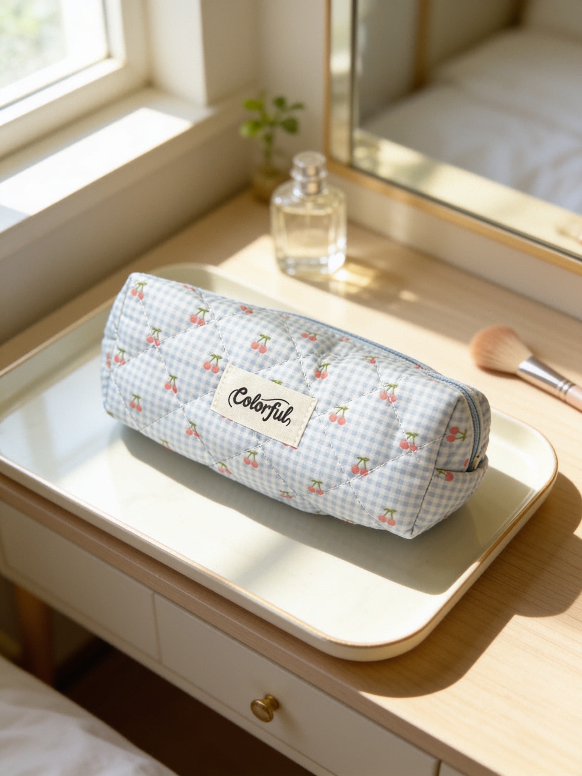 Quilted Plaid Zippered Pouch