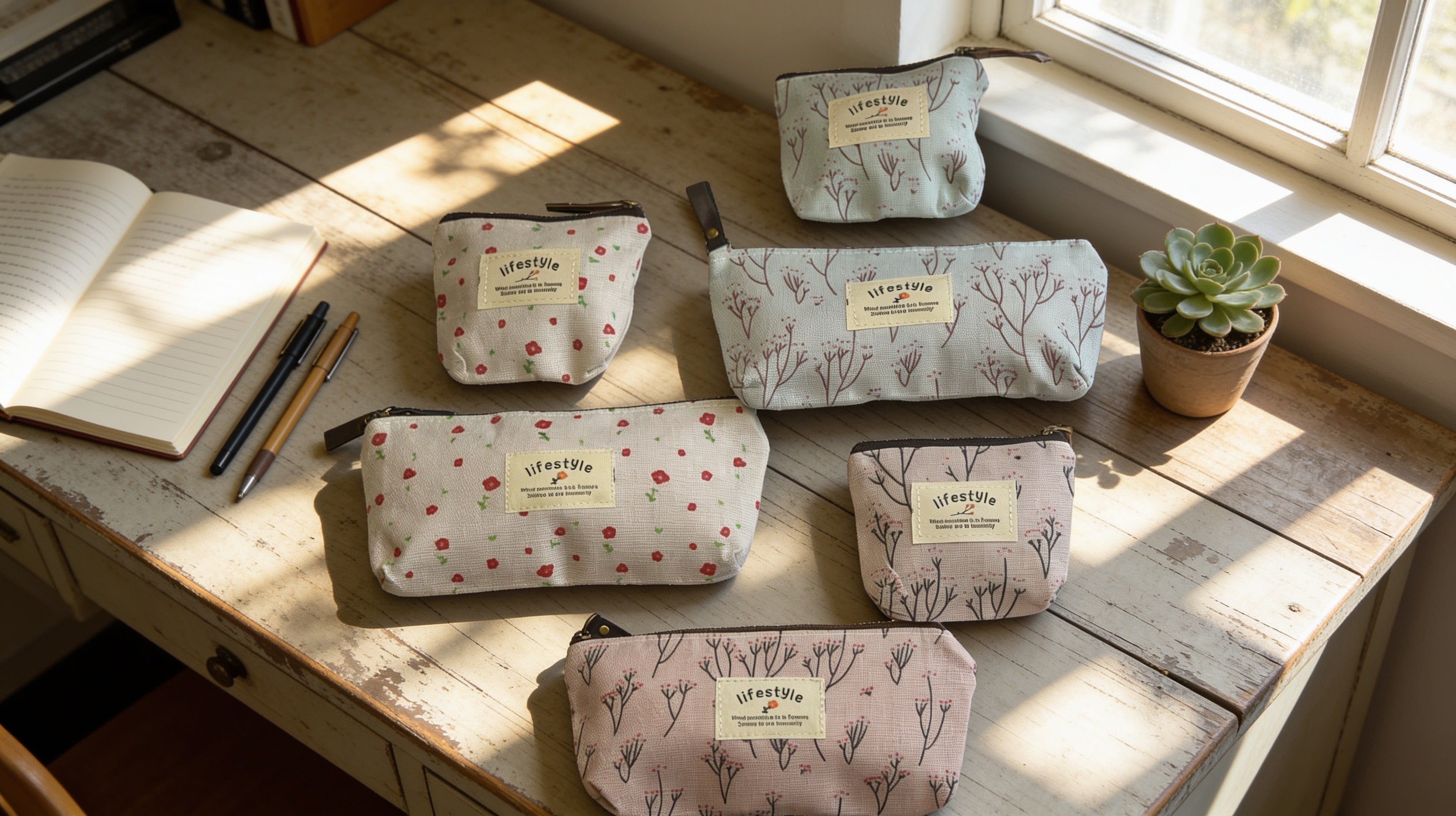 Vintage Floral Canvas Mini Purse & Pouch Set