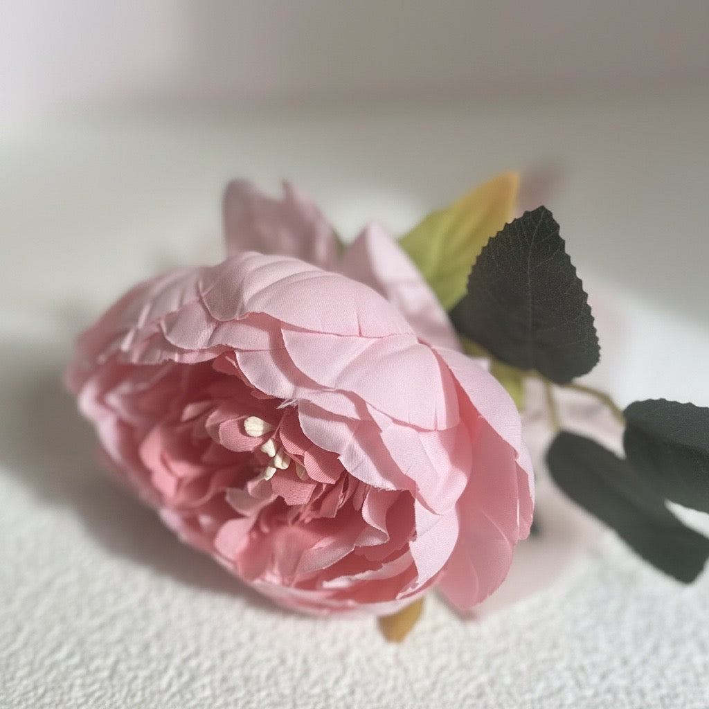 Large Silk Peony Pen with Pearl Bow