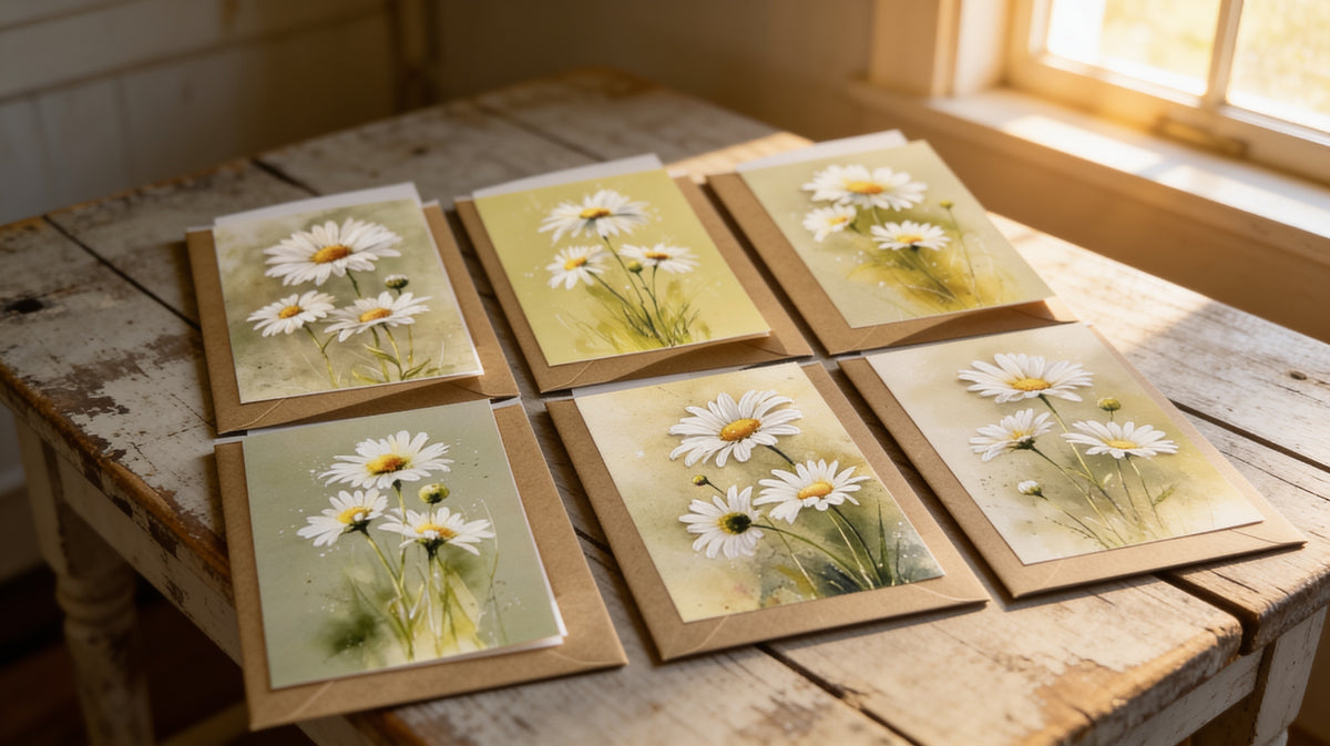 Green Daisy  Note Card Set