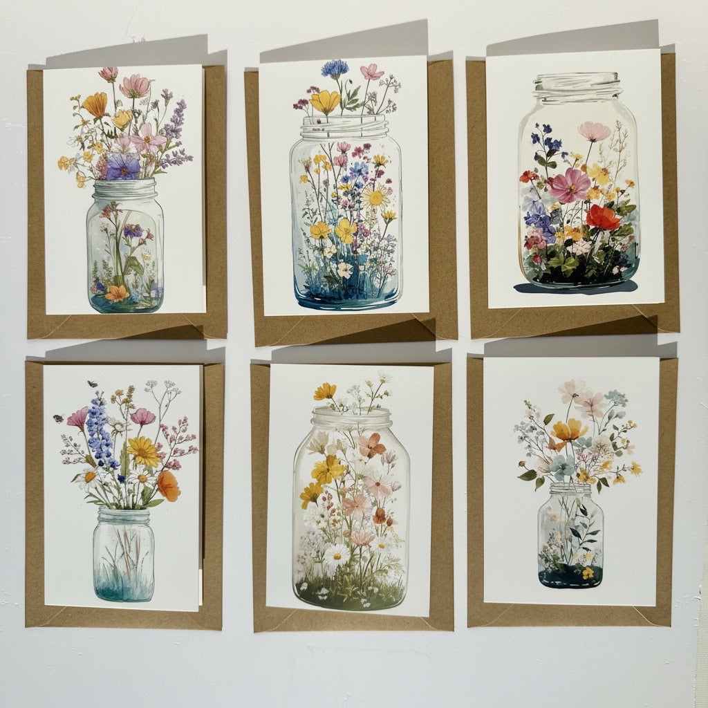 Mason Jar Blooms Note Card Set