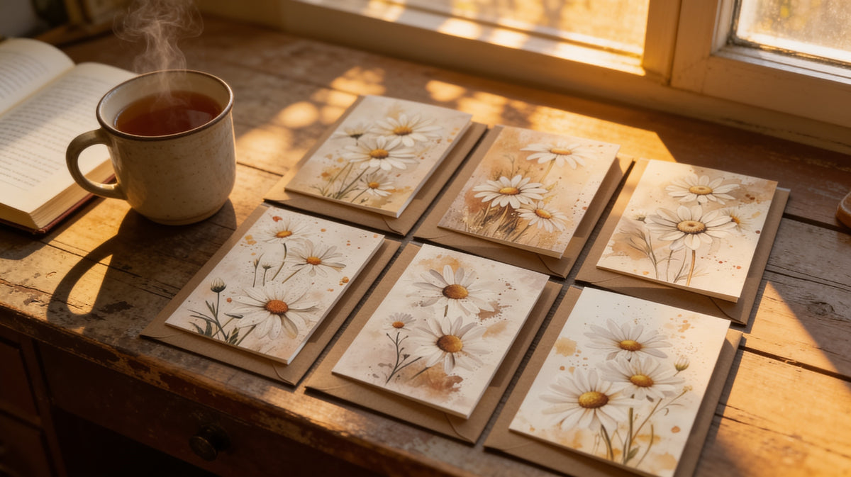 White Daisy  Note Card Set