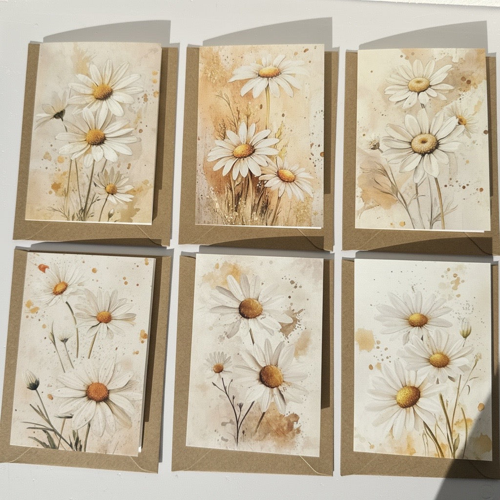 White Daisy  Note Card Set