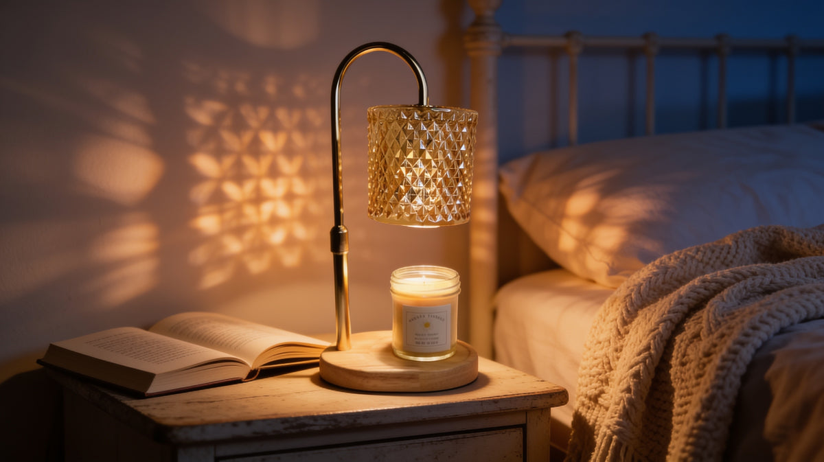Gold Beveled Glass Candle Warmer Lamp