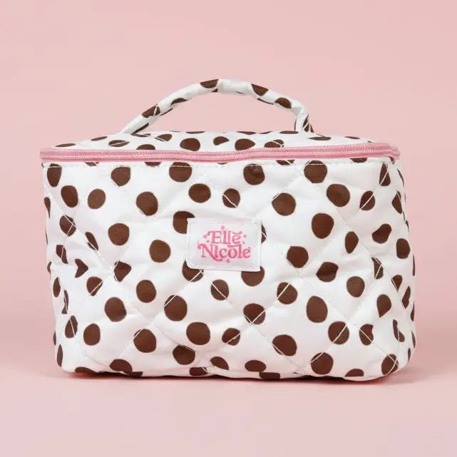Brown Polka Dot Cosmetic Bag
