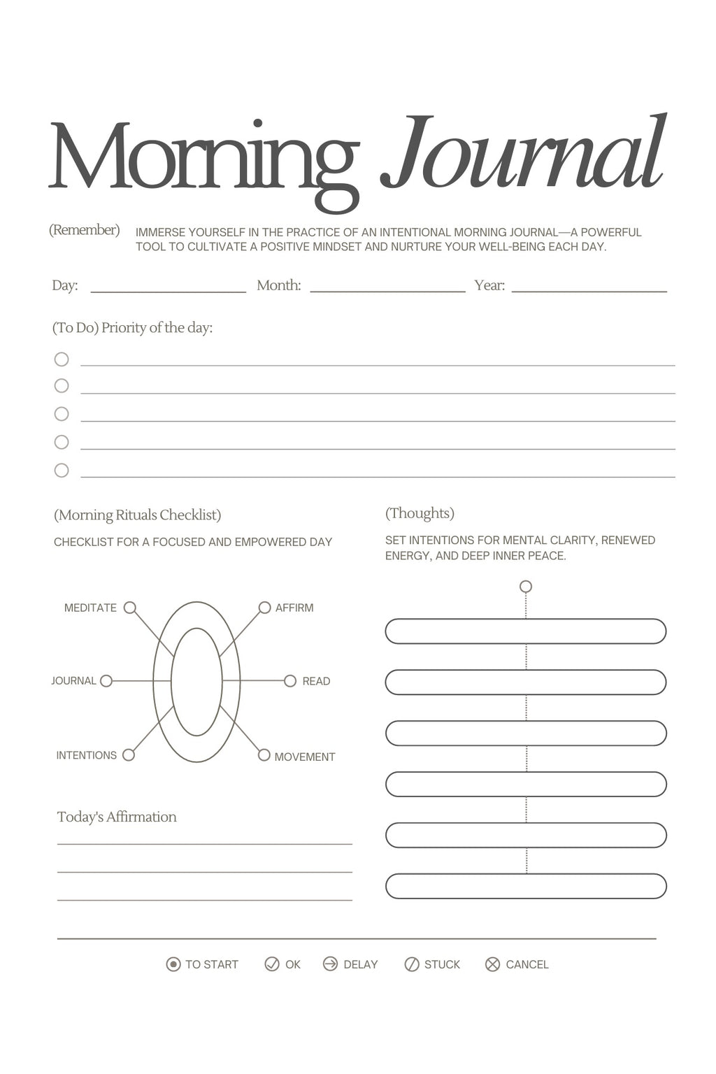 Floral Daily Morning Routine Digital Journal