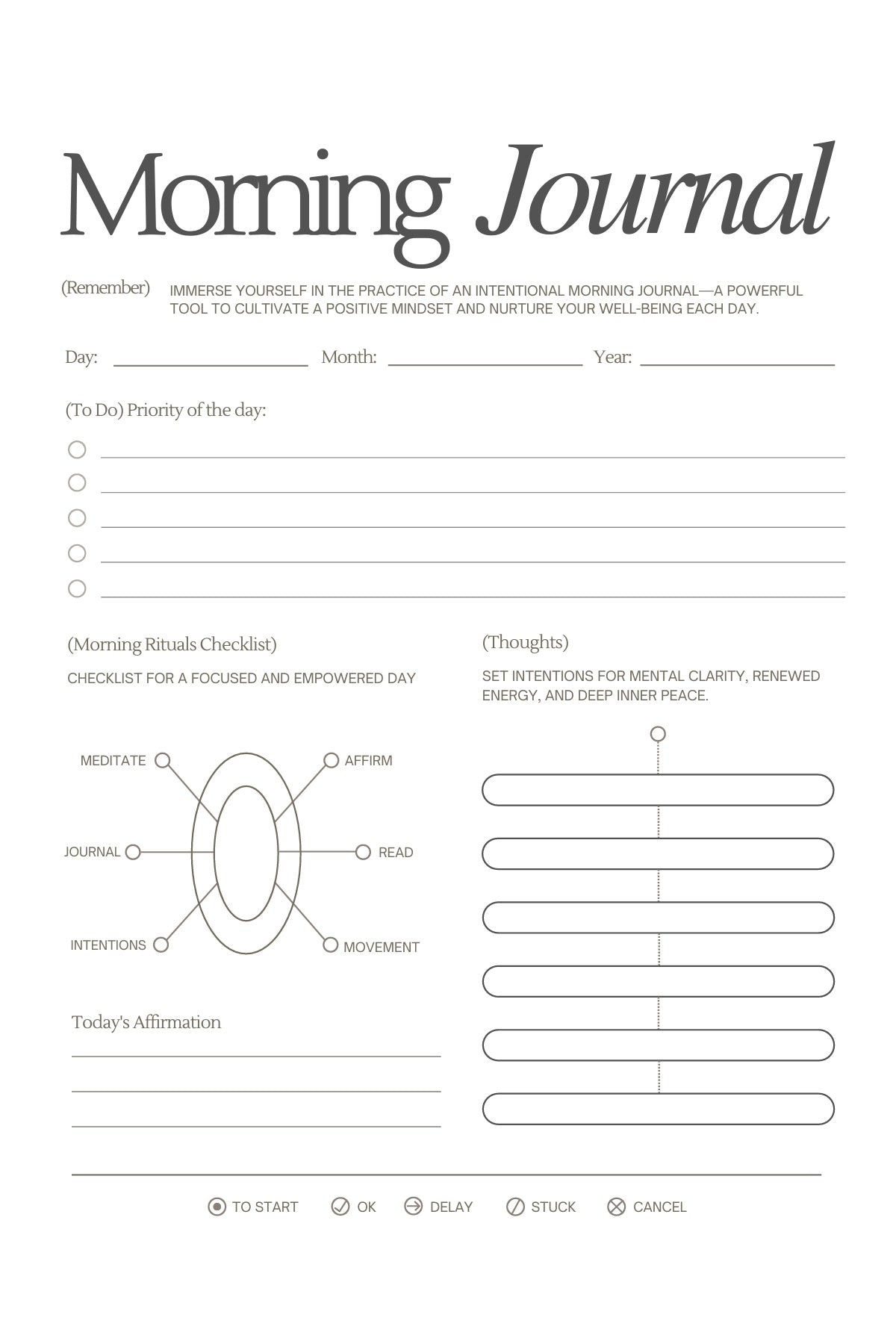 Floral Daily Morning Routine Digital Journal