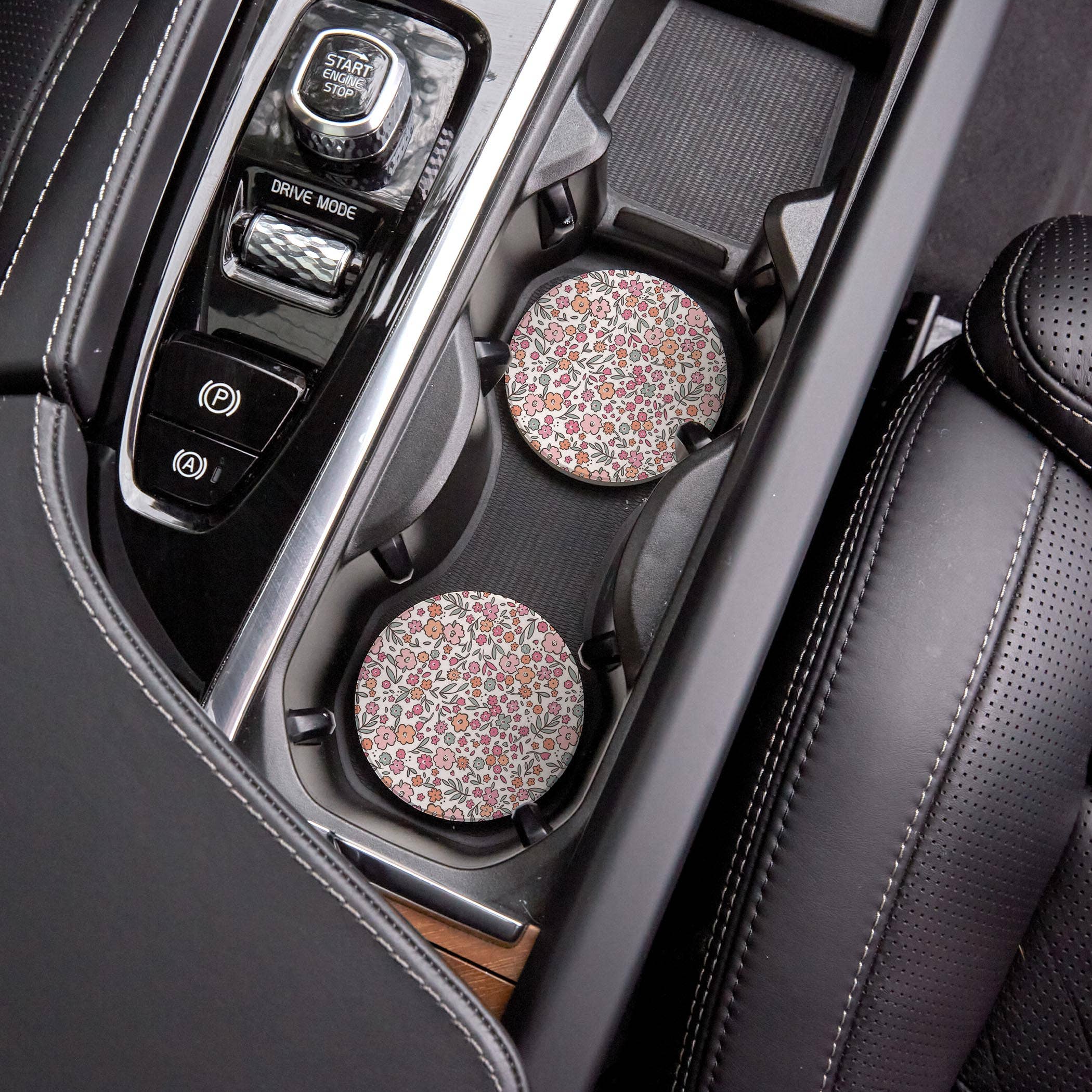 Floral Garden Car Coaster Set