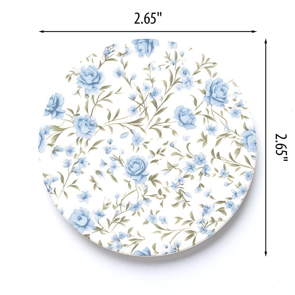 Chinoiserie Chic Rose Floral Pattern Car Coaster Set
