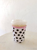 Iced Beverage Sleeve - Brown Polka Dots