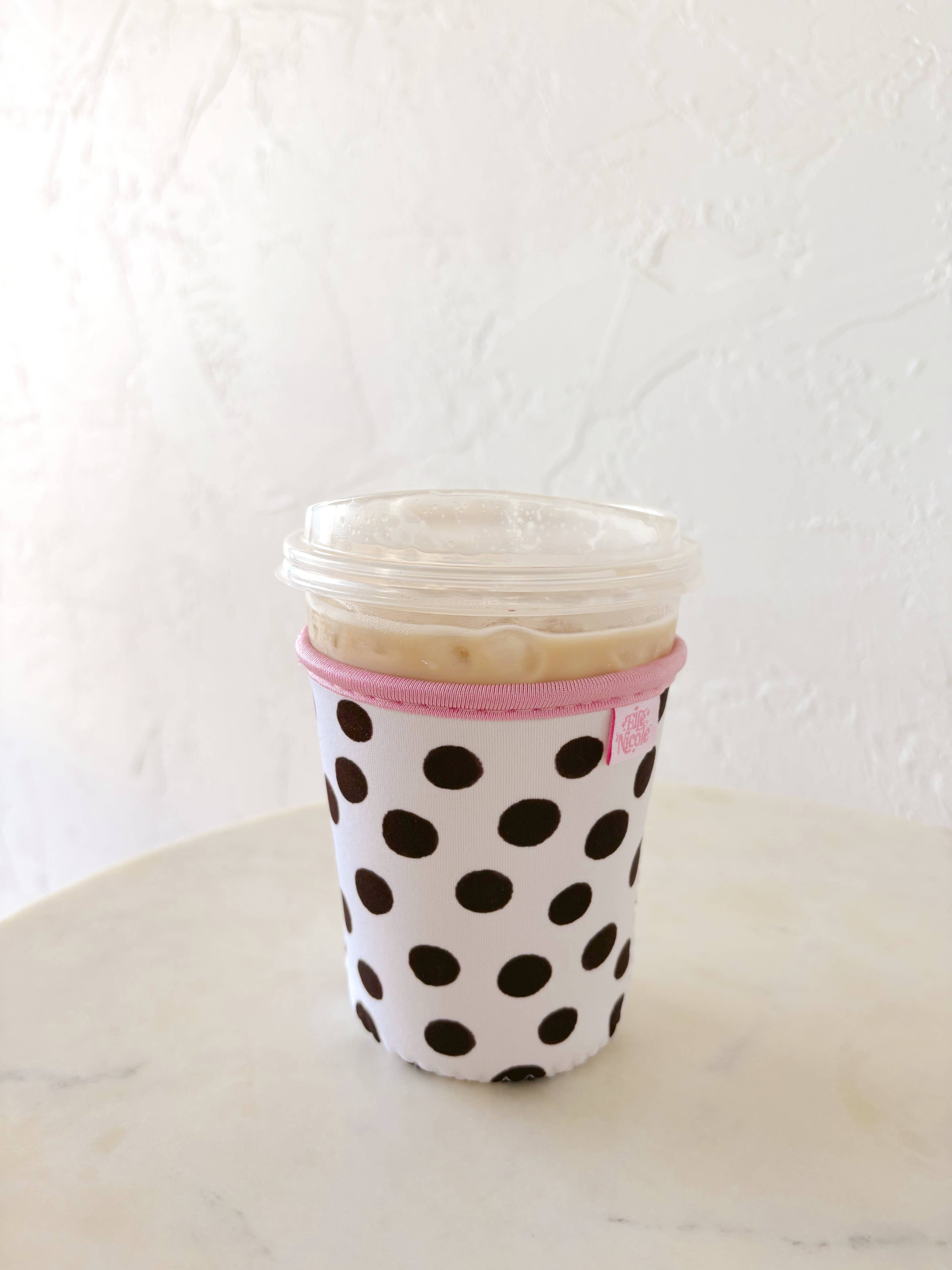 Iced Beverage Sleeve - Brown Polka Dots