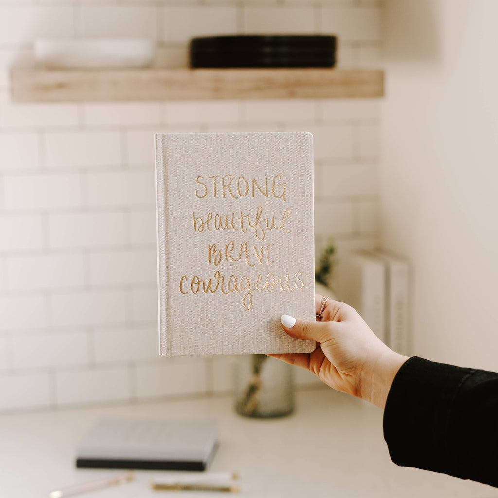 Strong Beautiful Brave Courageous Fabric Journal Set