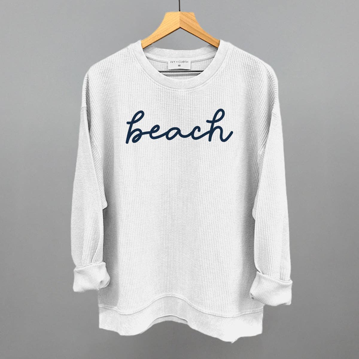 Beach Script — Oversized Corded Crew