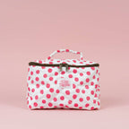 Quilted Handle Cosmetic Bag - Pink Polka Dots
