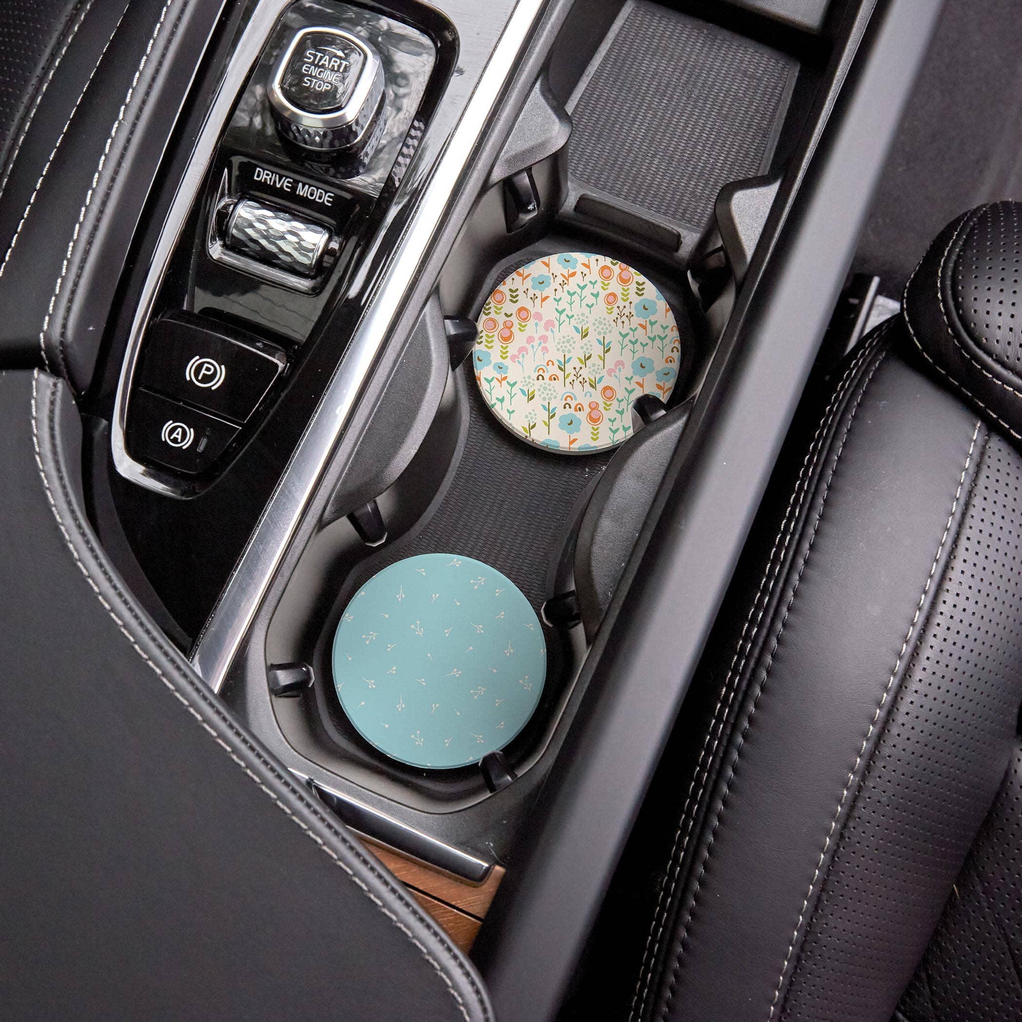 Blue Whimsy Car Coaster Set