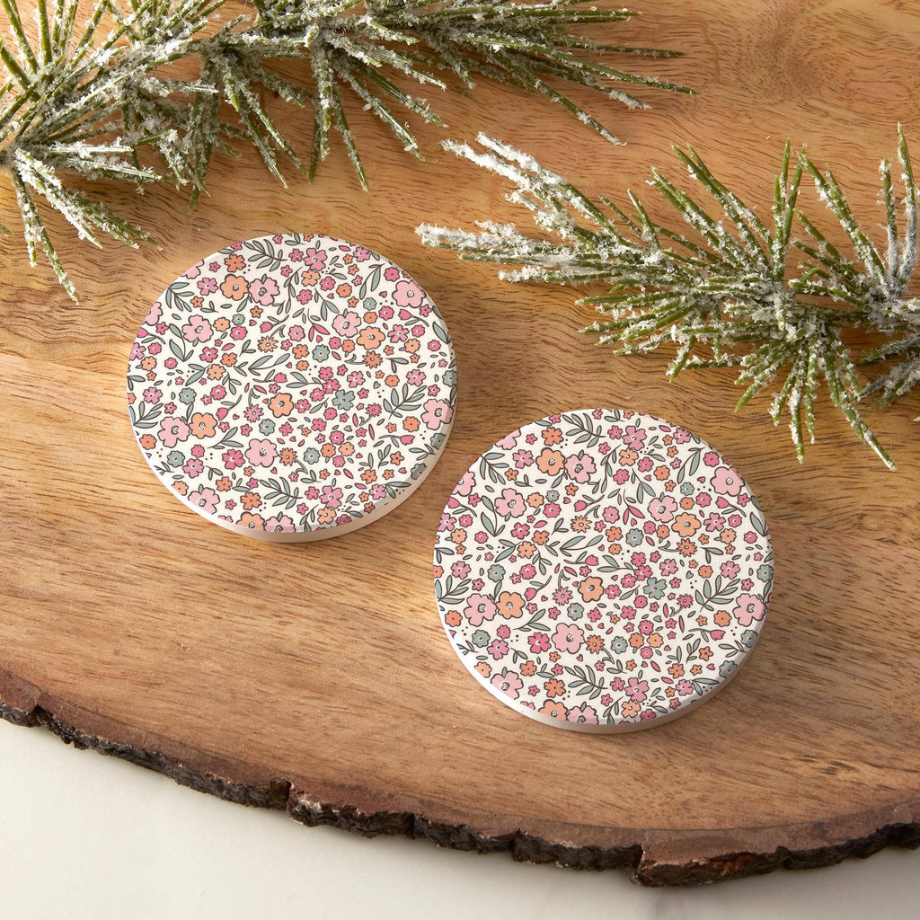 Floral Garden Car Coaster Set