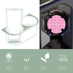 Pink Plaid Car Coaster Set
