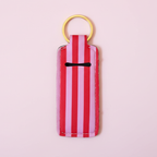 Lip Balm Keychain Holder - Pink & Red Stripe