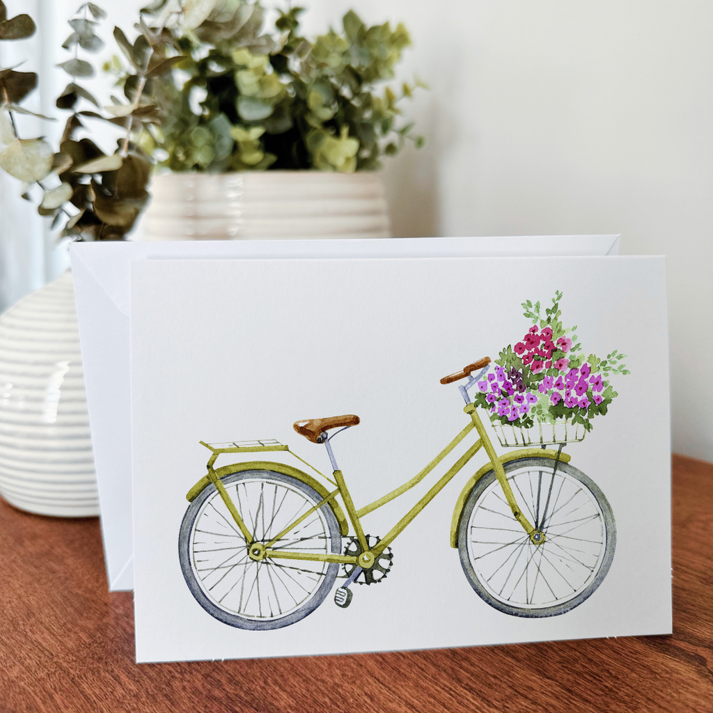 Bicycle & Flower Notecard - Set of 10