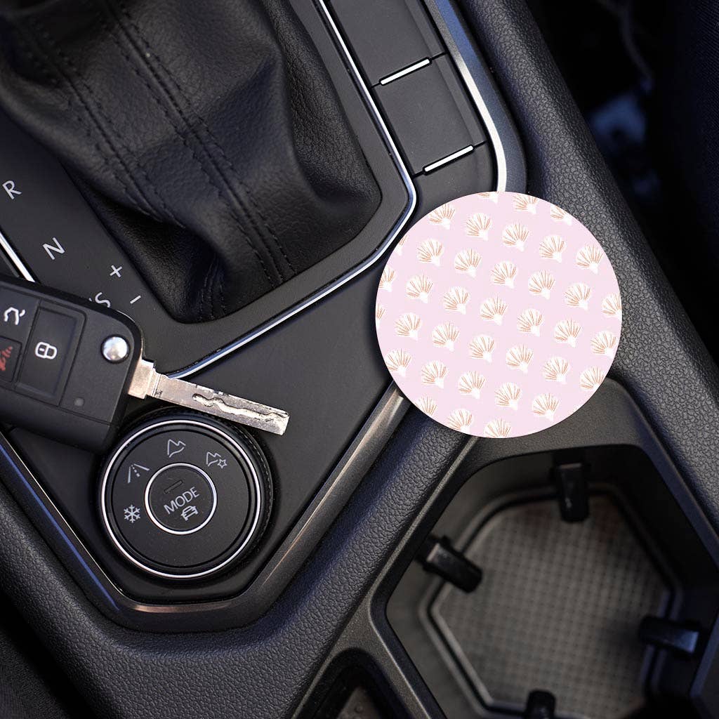 Pink Shell Pattern Car Coaster Set